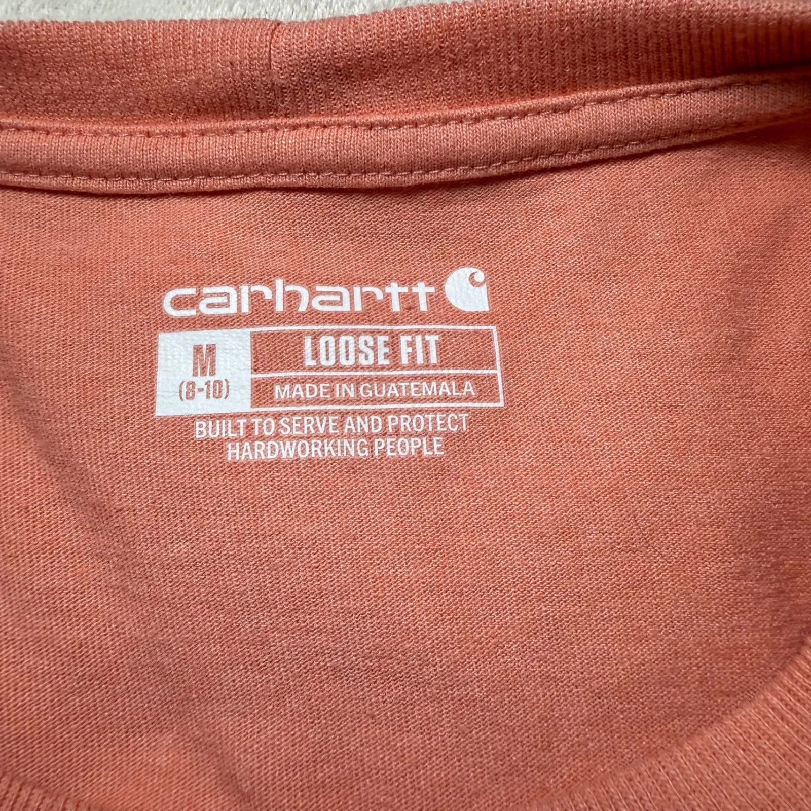 Carhartt Womens Loose Fit Peach Coral Short Sleeve Graphic Tee Size Medium - Image 6