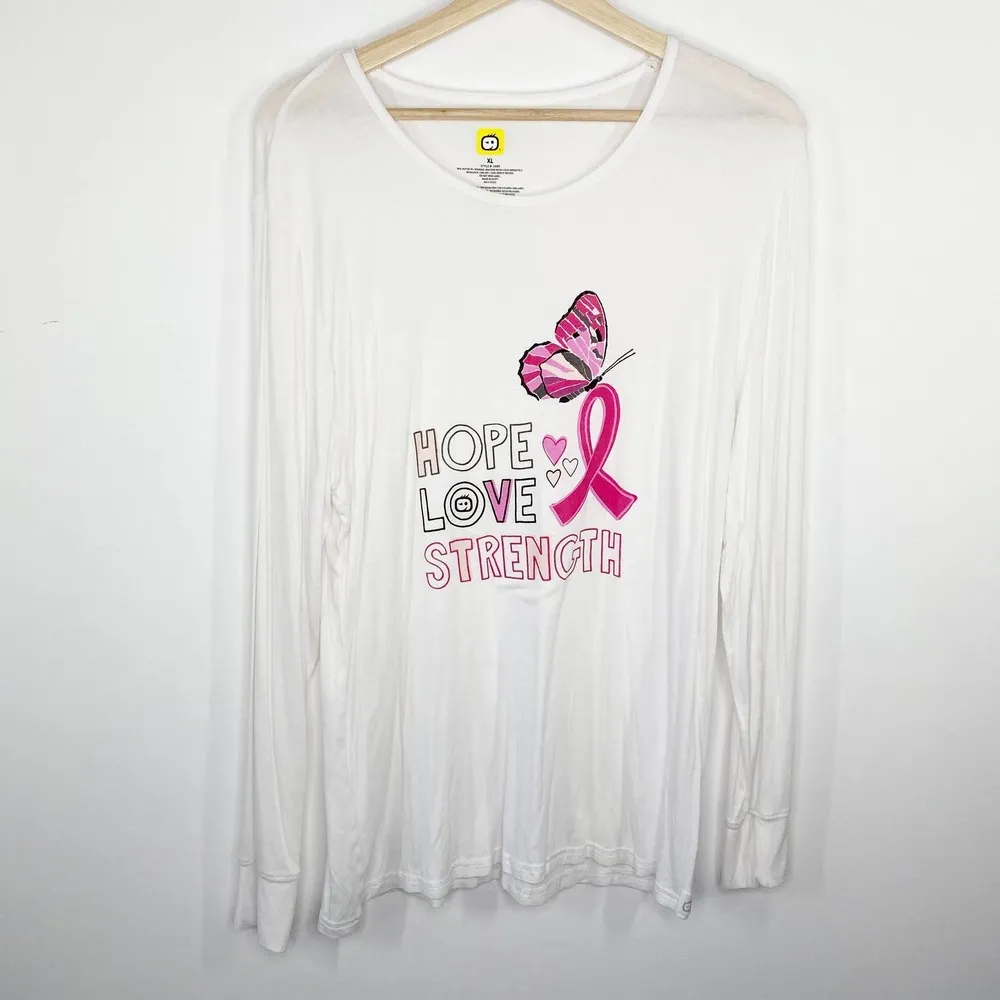 WonderWink Hope Love Strength Breast Cancer Shirt Women's Size X-Large XL - Image 42