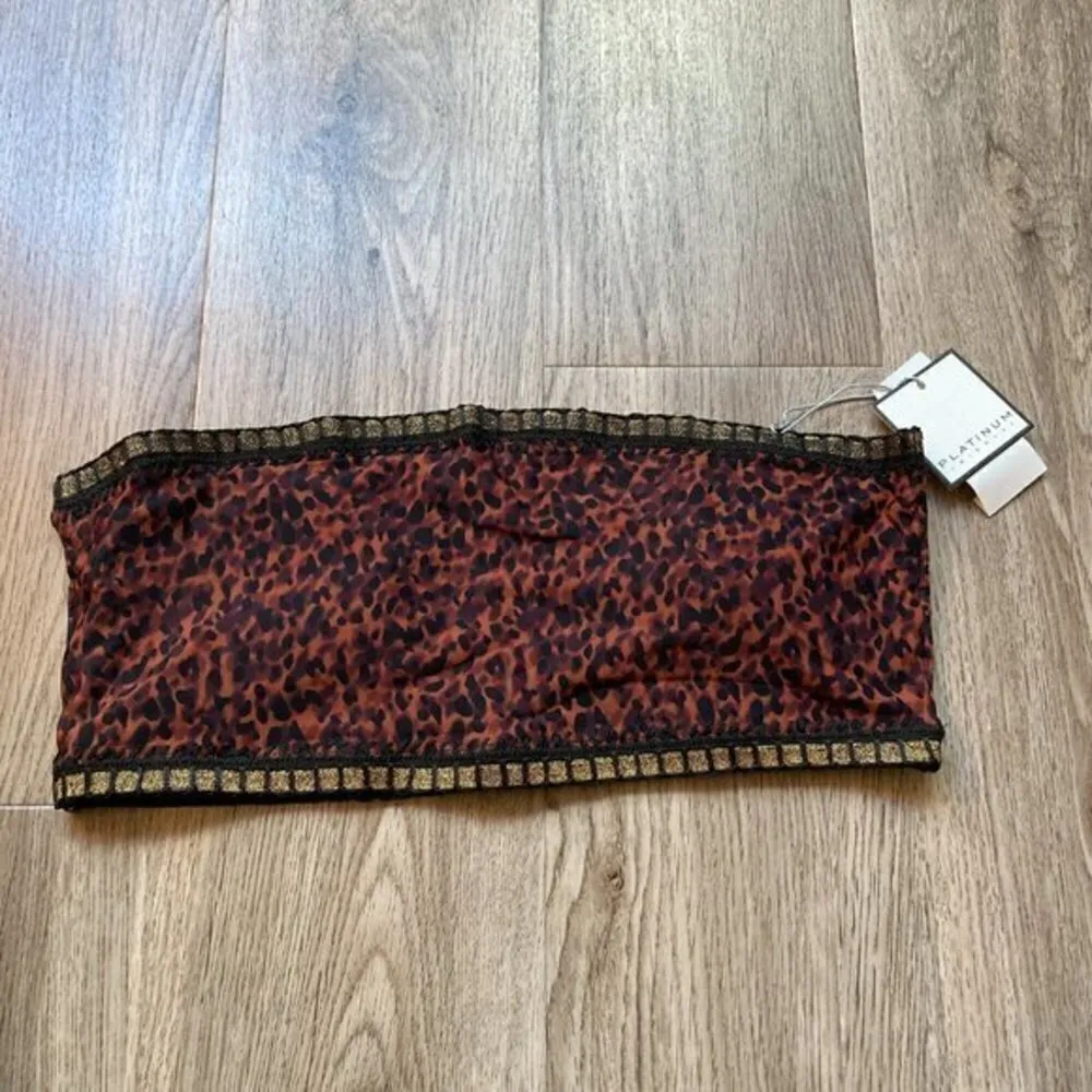 Platinum by Solange Ferrarini Cheetah Print Bandeau Bikini Top Size D NWT Brown - Image 2