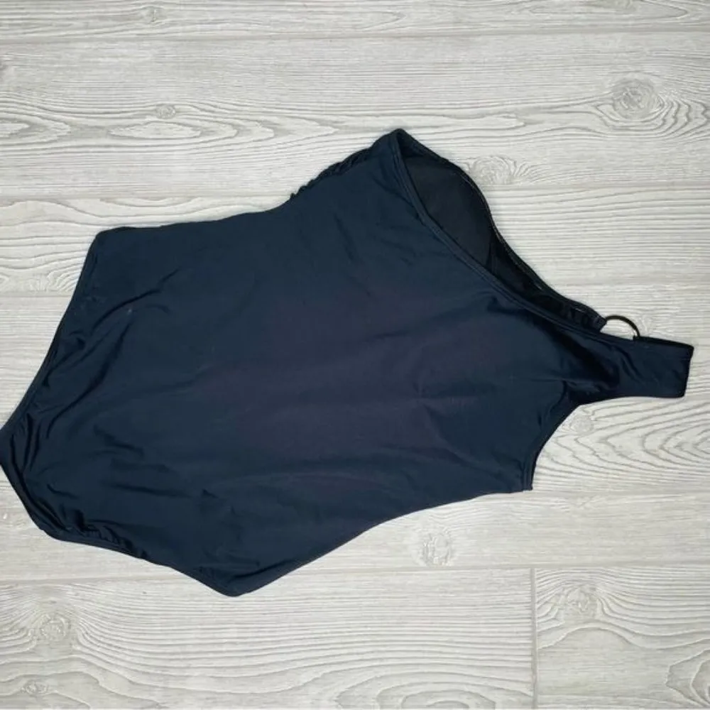 Michael Kors Iconic Solids One Shoulder One Piece Swimsuit Black Sz 16 swimwear - Image 6