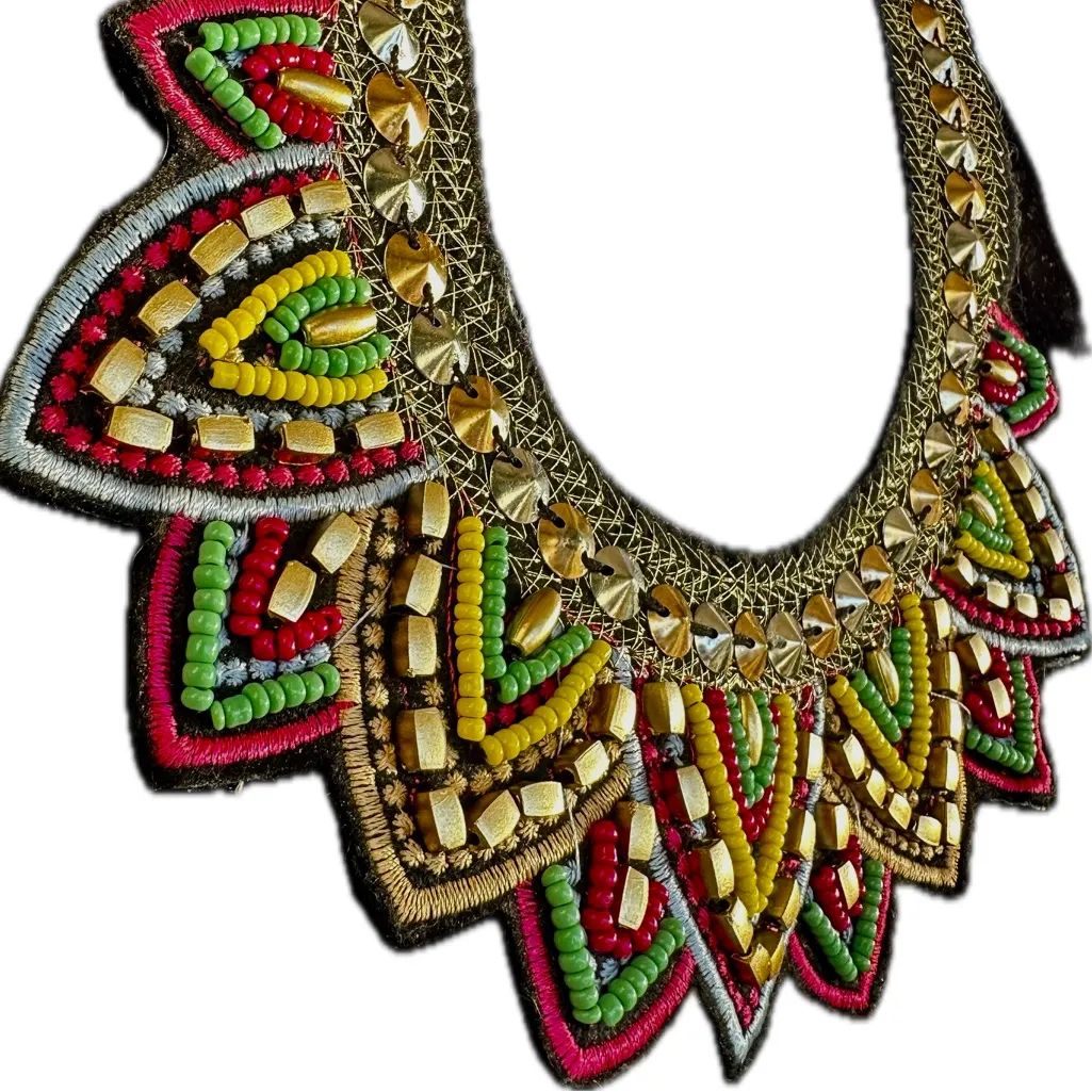 Nine West Colorful Ethic Mesh Bib collar Maxi Beaded Statement Necklace 32” - Image 8