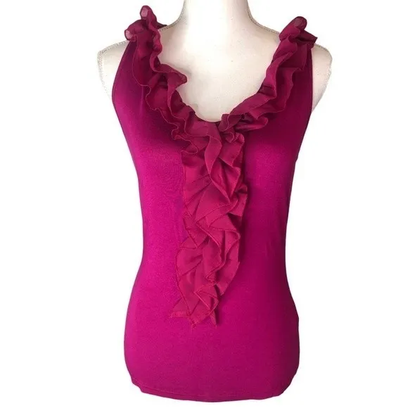 Milano Fuchsia Potion Ruffled Neckline Tank Top - Image 29
