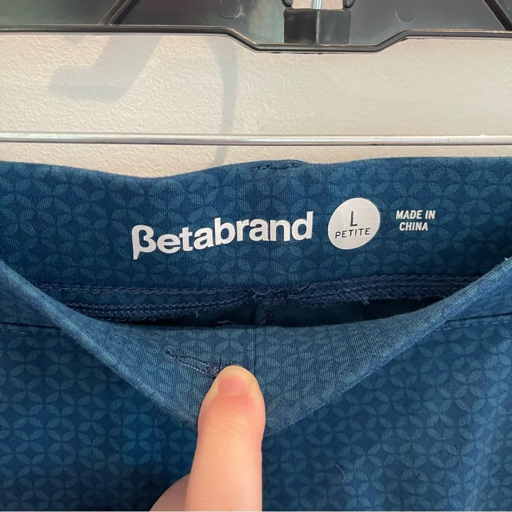 Betabrand Straight Leg Large Petite Dress Pant Yoga Pants  Teal Blue Printed - Image 3