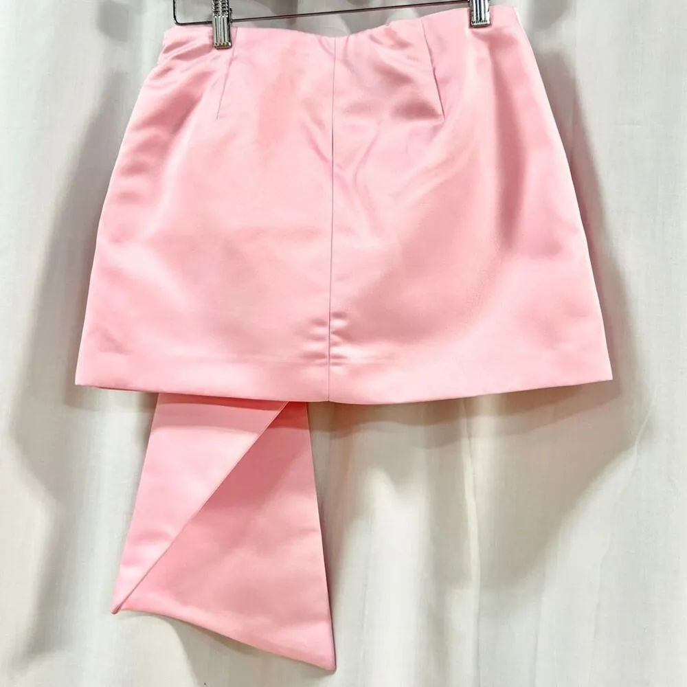 Zara Satin Effect Limited Edition High Rise Bow Mini Skirt Pale Pink Women's S - Image 5