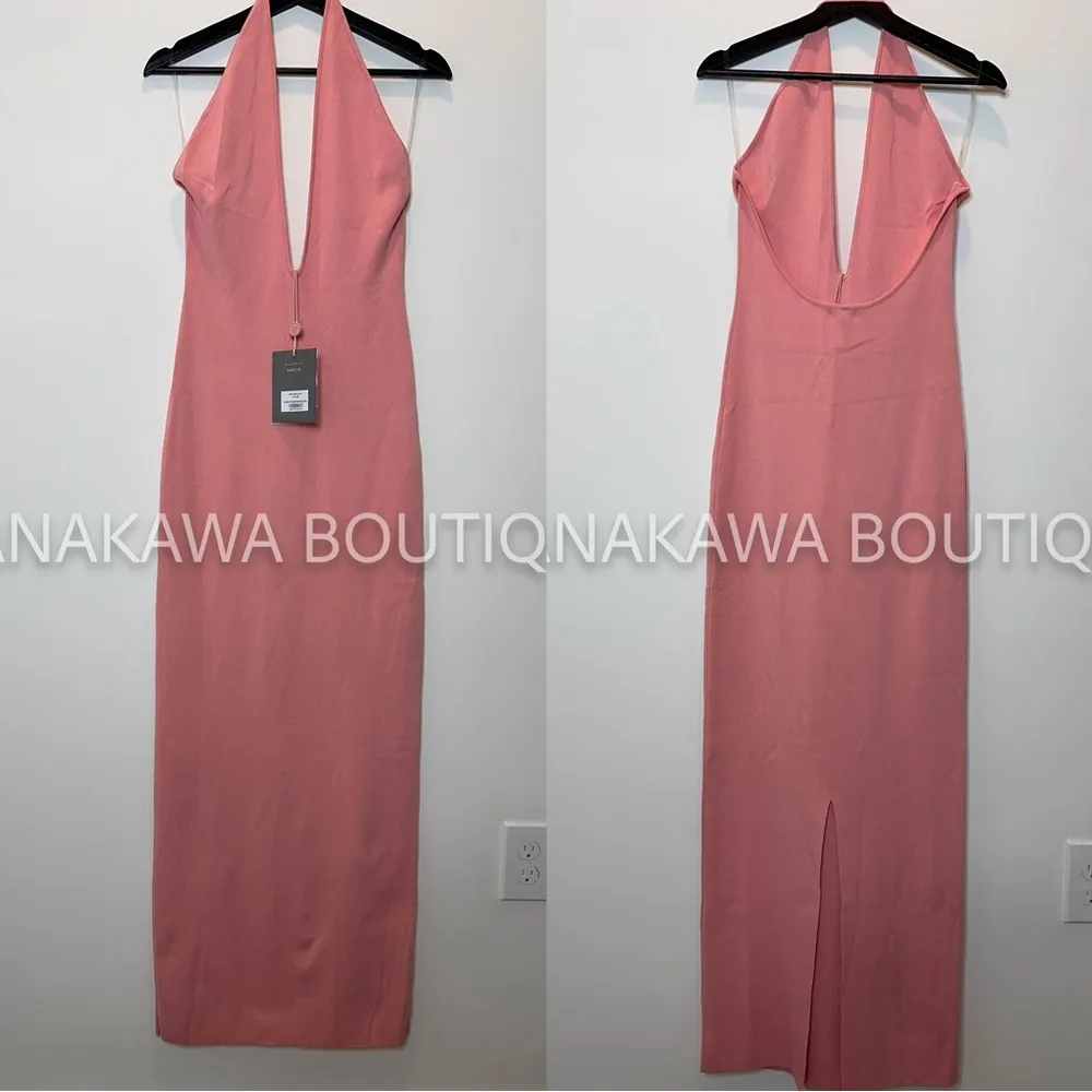HOUSE OF CB 'Camelia' Apricot Pink Plunge Maxi Dress - Image 7