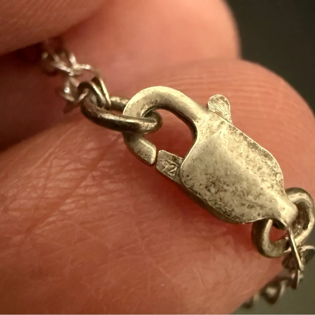 925 Sterling Silver Sideways CZ Cross Pendant Chain Necklace 2.5g - Image 12