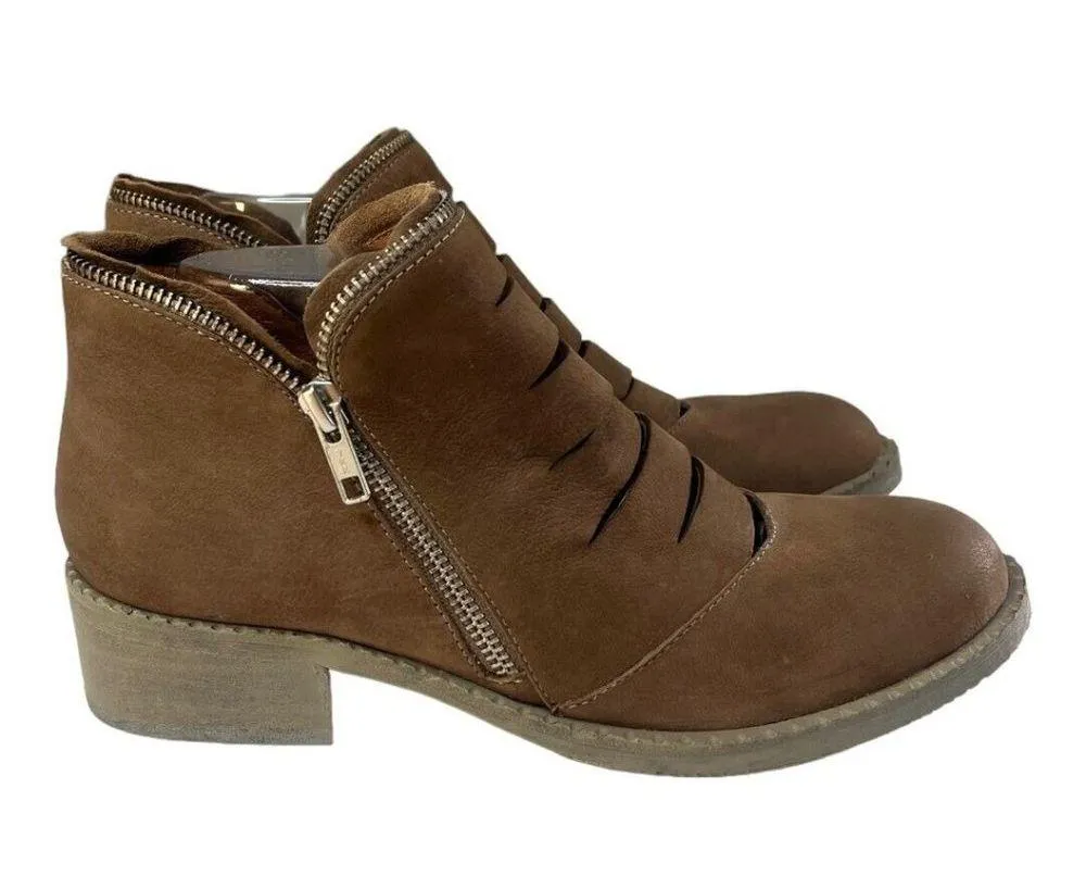 Gentle Souls Kenneth Cole Bootie Womens 8.5M Bailey Ankle Brown Leather Side Zip - Image 4