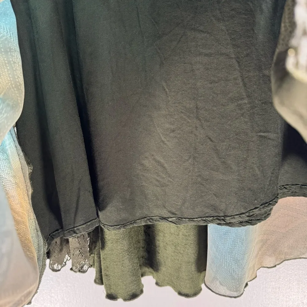 Vintage Havenbleu Mixed Media Beaded Jewel Tone Turquoise Gold & Brown Skirt M Blue Size M - Image 8