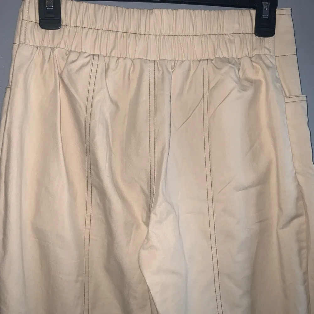 Sienna Sky Womens Cotton Straight Leg Beige High-Waisted Button Casual Pants M - Image 5