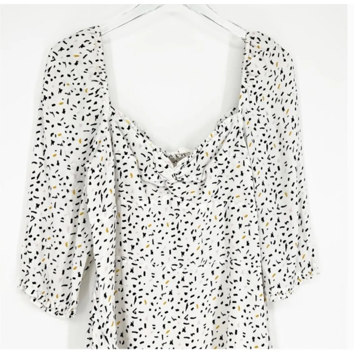Anthropologie‎ Rahi Confetti Print Puff Sleeve Mini Dress XL White - Image 5