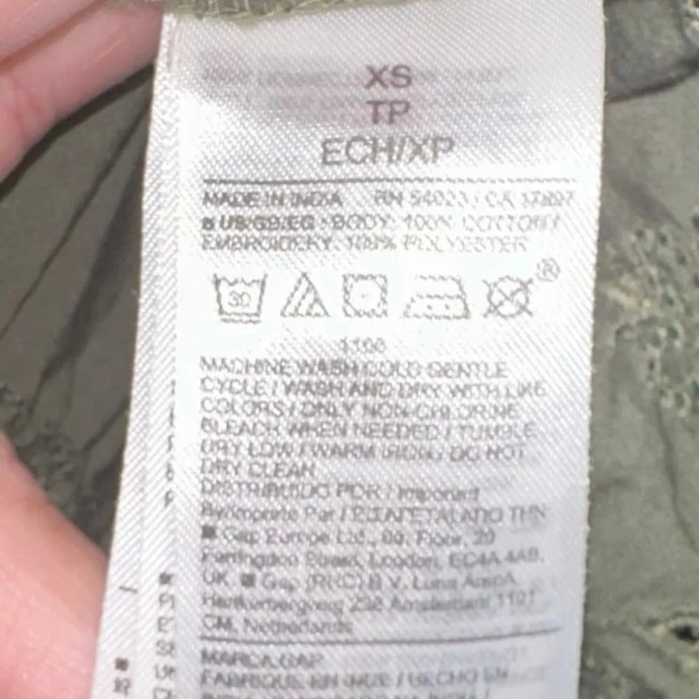 Gap Puff Sleeve Deep Green Eyelet Mini Dress - Image 8