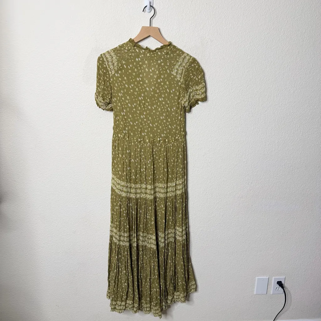 Free People Rare Feeling Maxi Dress Green Kiwi Combo Cottagecore Womens Size XS - Image 8