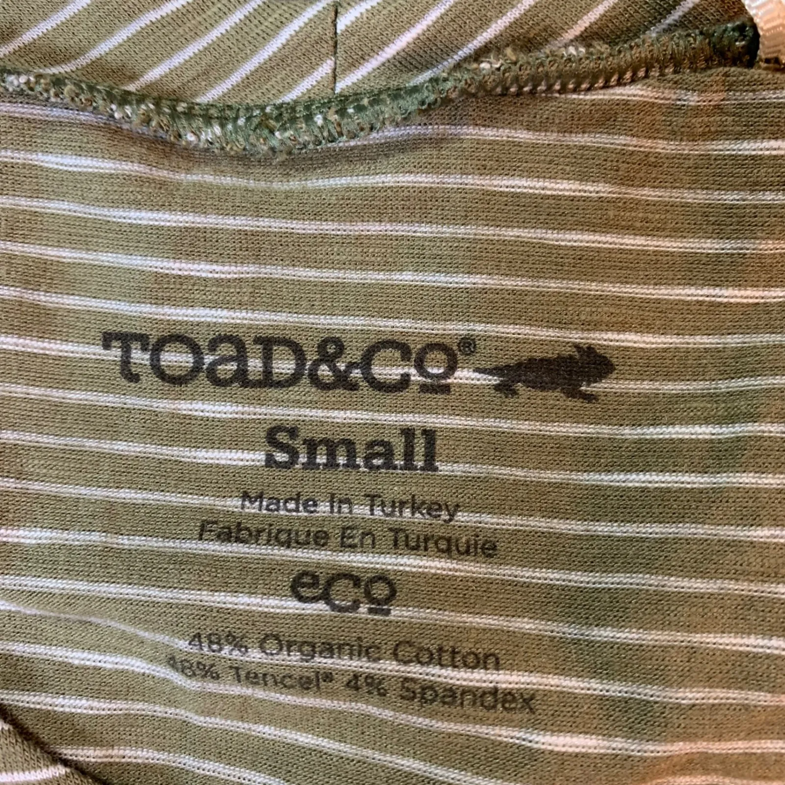 Toad&Co Women's Striped Long Sleeve Casual‎ Organic Dress Small Green Pockets - Image 4