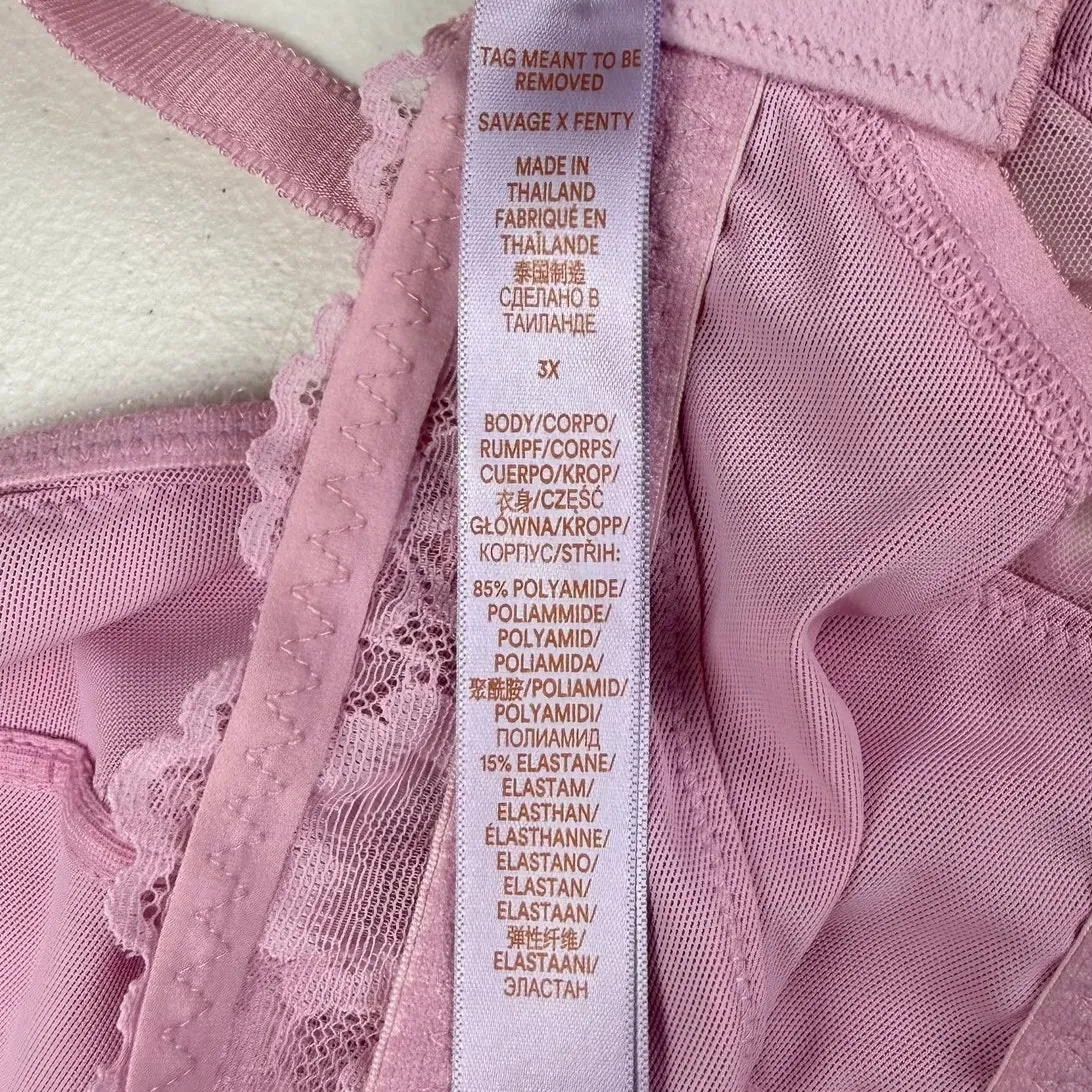 Savage X Fenty Floral Lace and Mesh Bralette Unicorn Lavender Pink Size 3X - Image 6