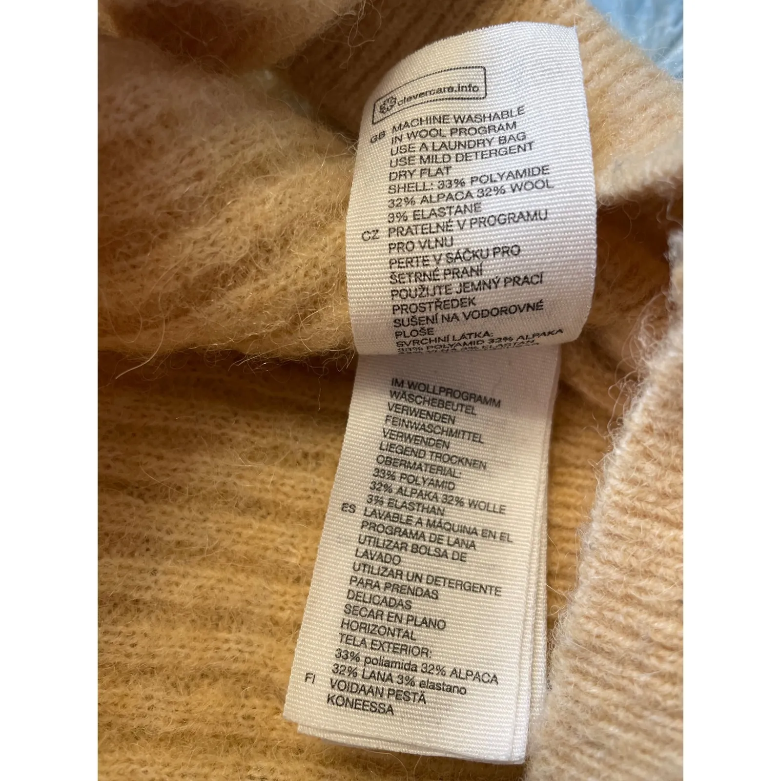 Other Stories Mock Neck Ribbed Knit Sweater Beige Alpaca Blend Size S - Image 4