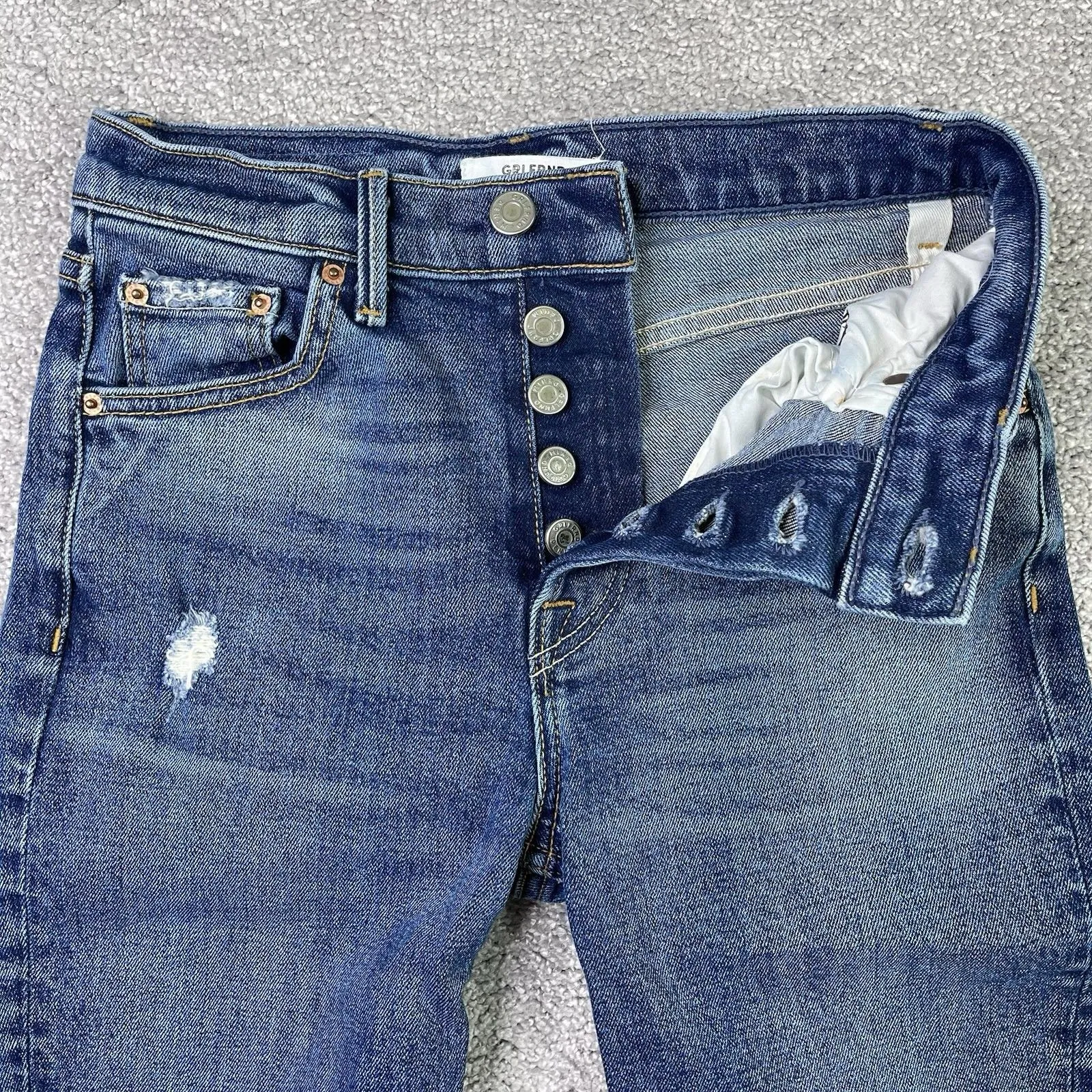 GRLFRND Karolina Jeans Women’s 24 Blue Skinny Mid-Rise Medium Wash Button Fly - Image 2