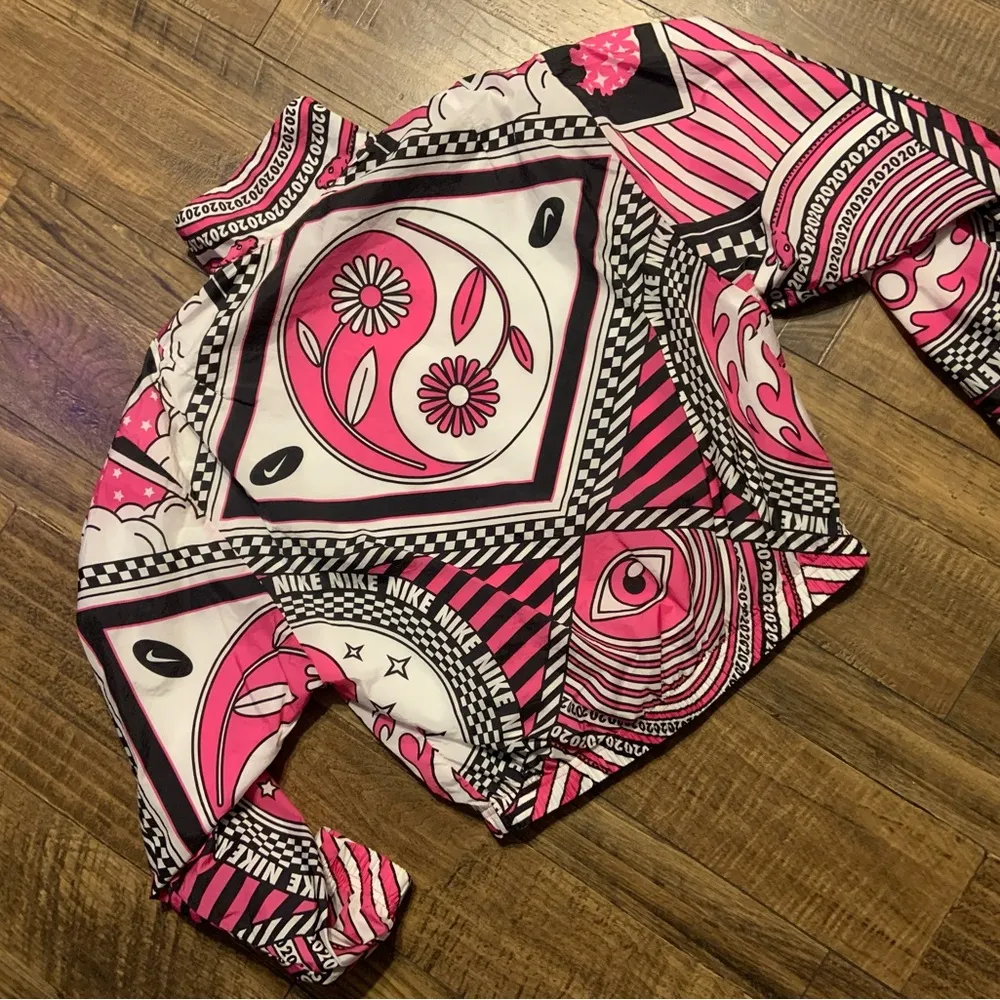 Pink & Black Nike yin & yang Patterned Jacket rare jacket flame eye logo spring - Image 7