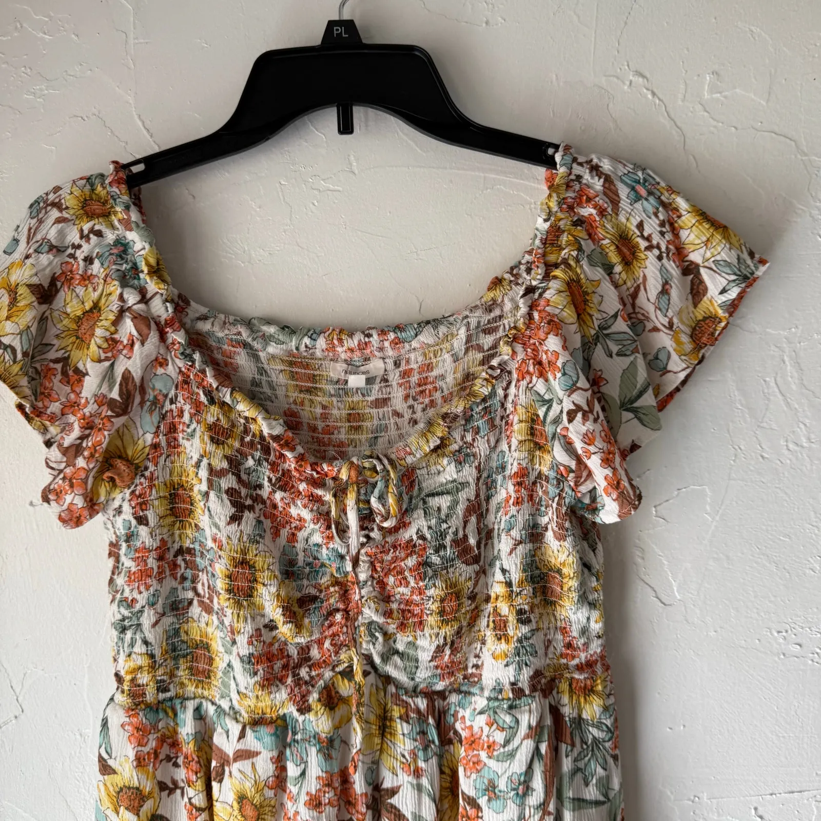 Maurices Y2k Size Large‎ Sunflower Floral Flutter Sleeves Babydoll Top - Image 2