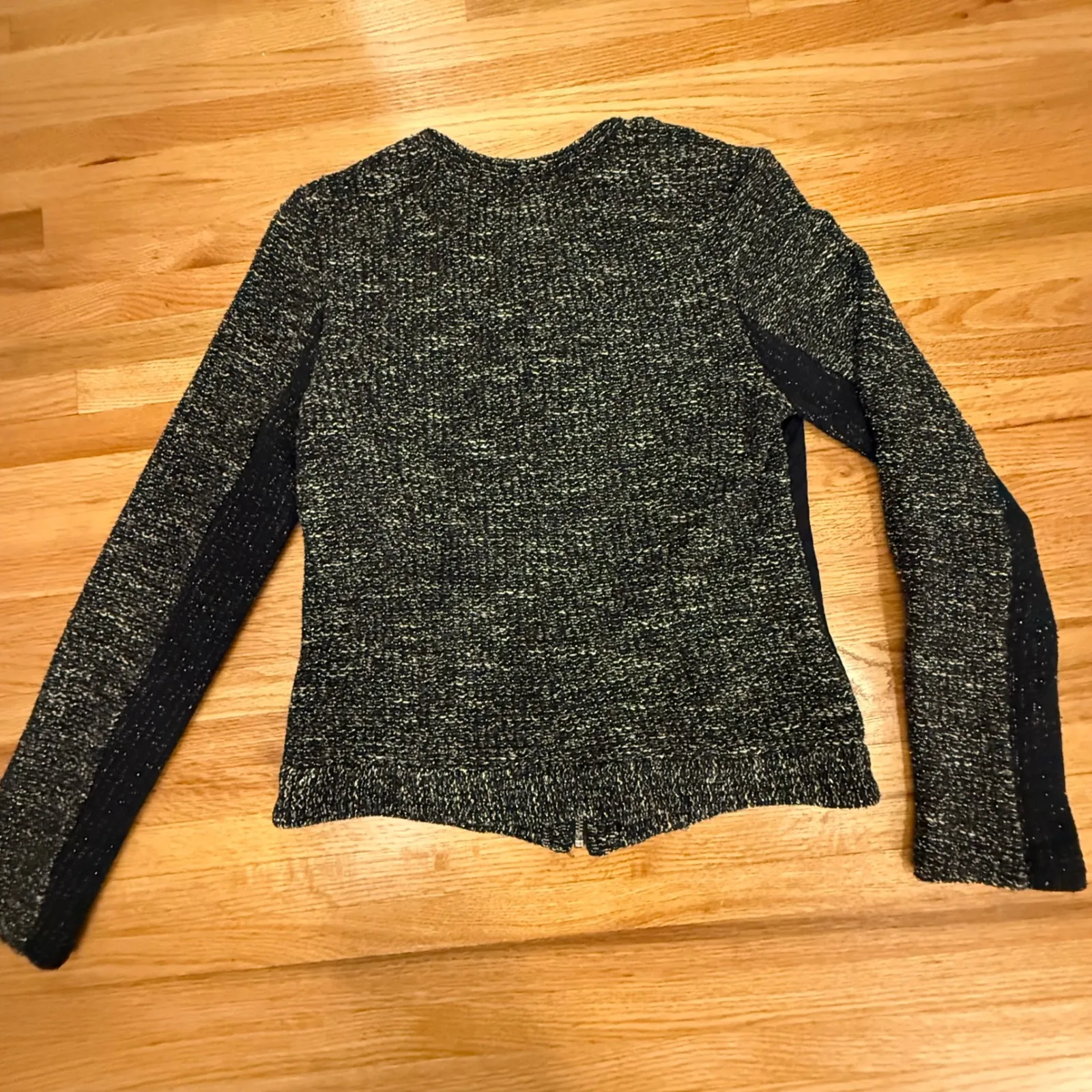 Drew‎ Black Tweed Moto Jacket Medium | Quilted Zip Front Blazer Style Workwear - Image 4