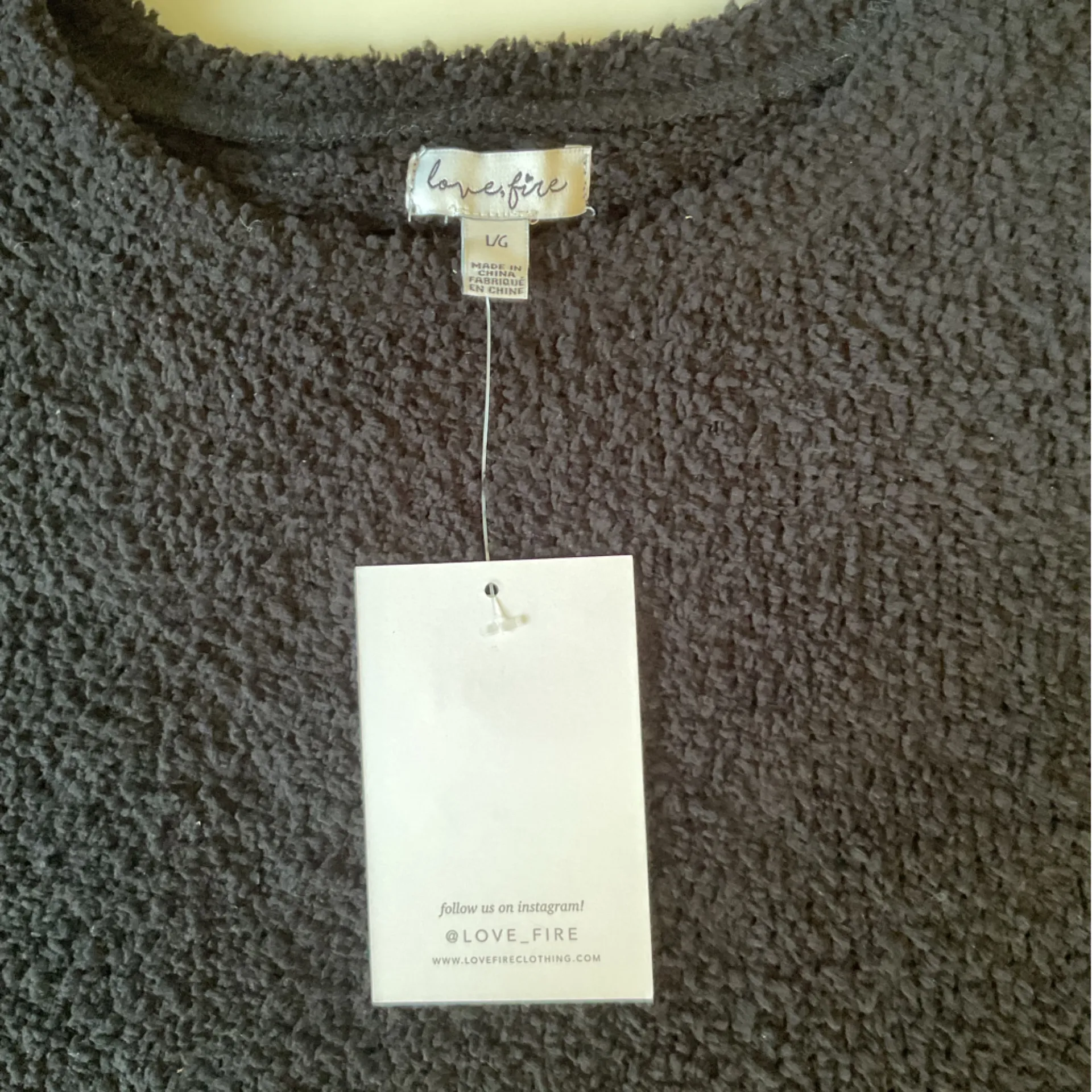 NWT LOVE FIRE Chenille Cozy Black Women's Tunic Sweater Sz L - Image 6