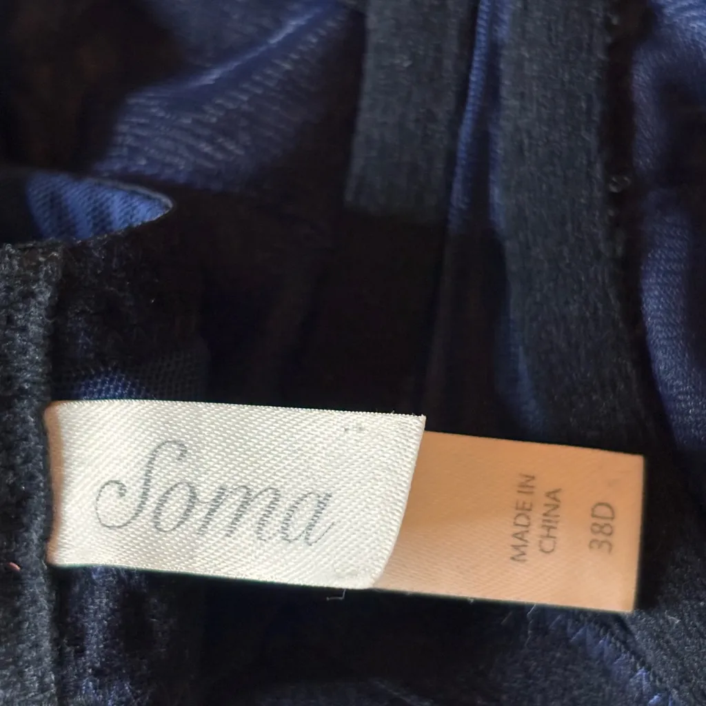 Soma Sheer Lace Unlined Full Coverage Navy 38D - Image 5