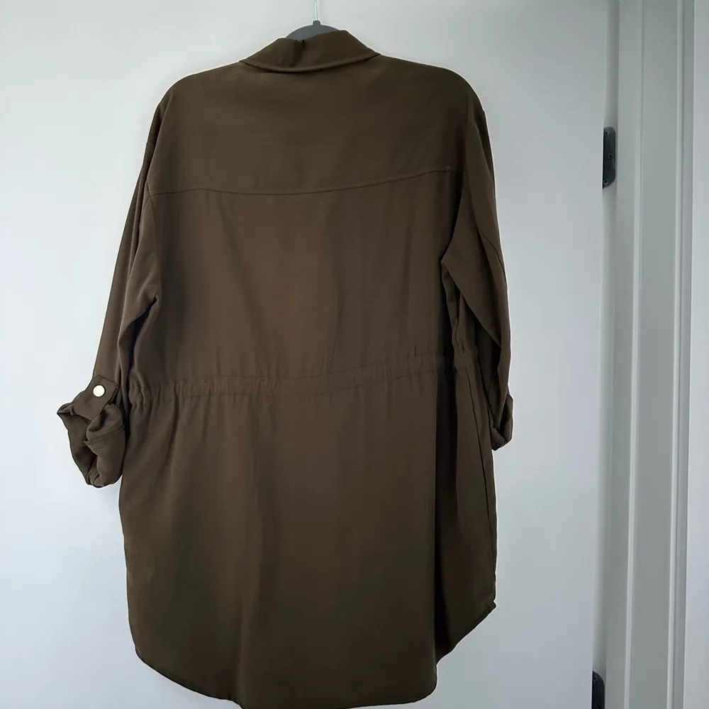 ZARA  Flowing Overshirt Dress / Jacket - Khaki - Size S - Image 5