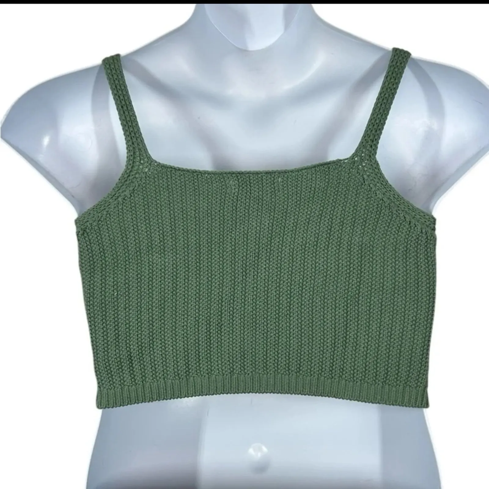 Kensie Girl Cropped Ribbed Green Tank Top Size 14 Girls/Women’s Small - Image 6