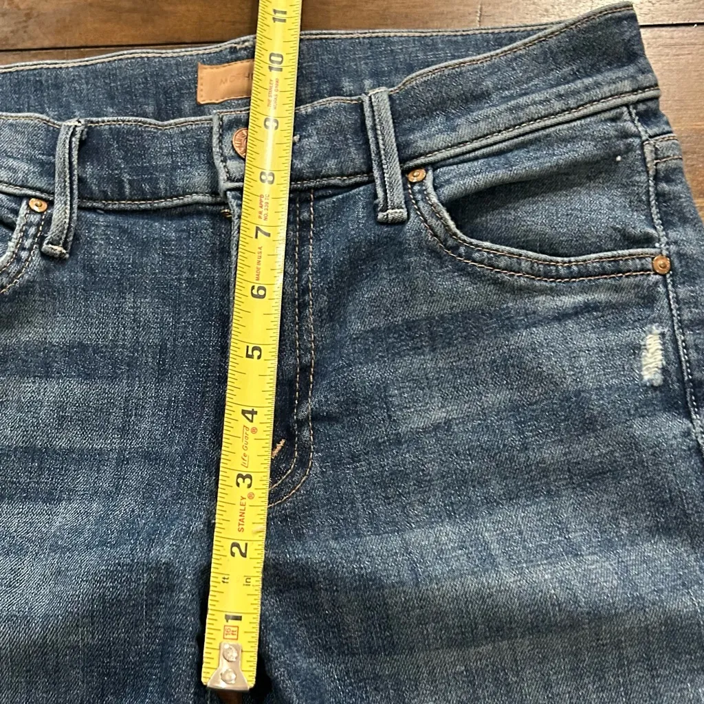 Mother The Outsider Crop Distressed Jeans Crazy Like A Fox Size 25 Blue - Image 7
