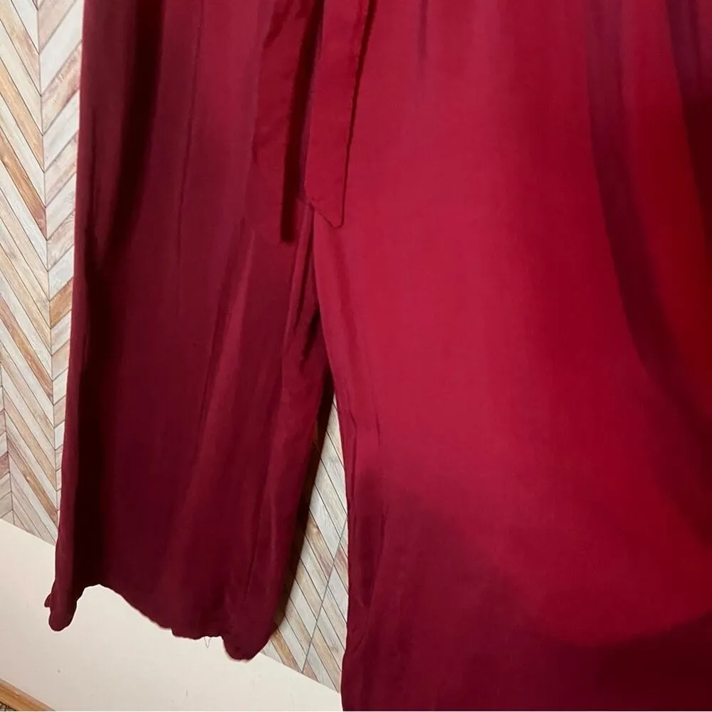 Shosho Strapless‎ Pant Suit Wide Legs Tied & Elastic Waist Maroon Women's Large Red - Image 4