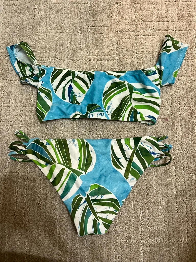 Dixie Top & Sumatra Palm Low Down Reversible Bottom Bikini Set - Image 4