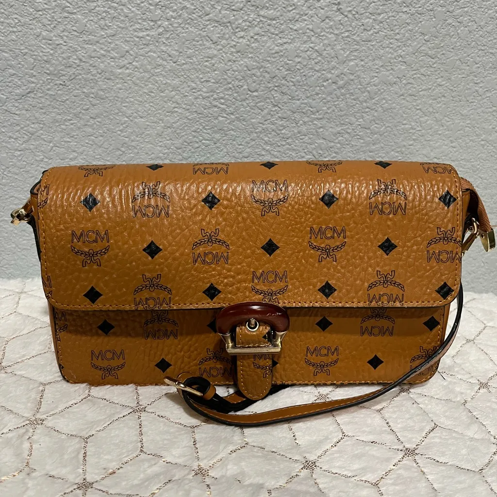 MCM Tan Logo Crossbody Bag - Image 7