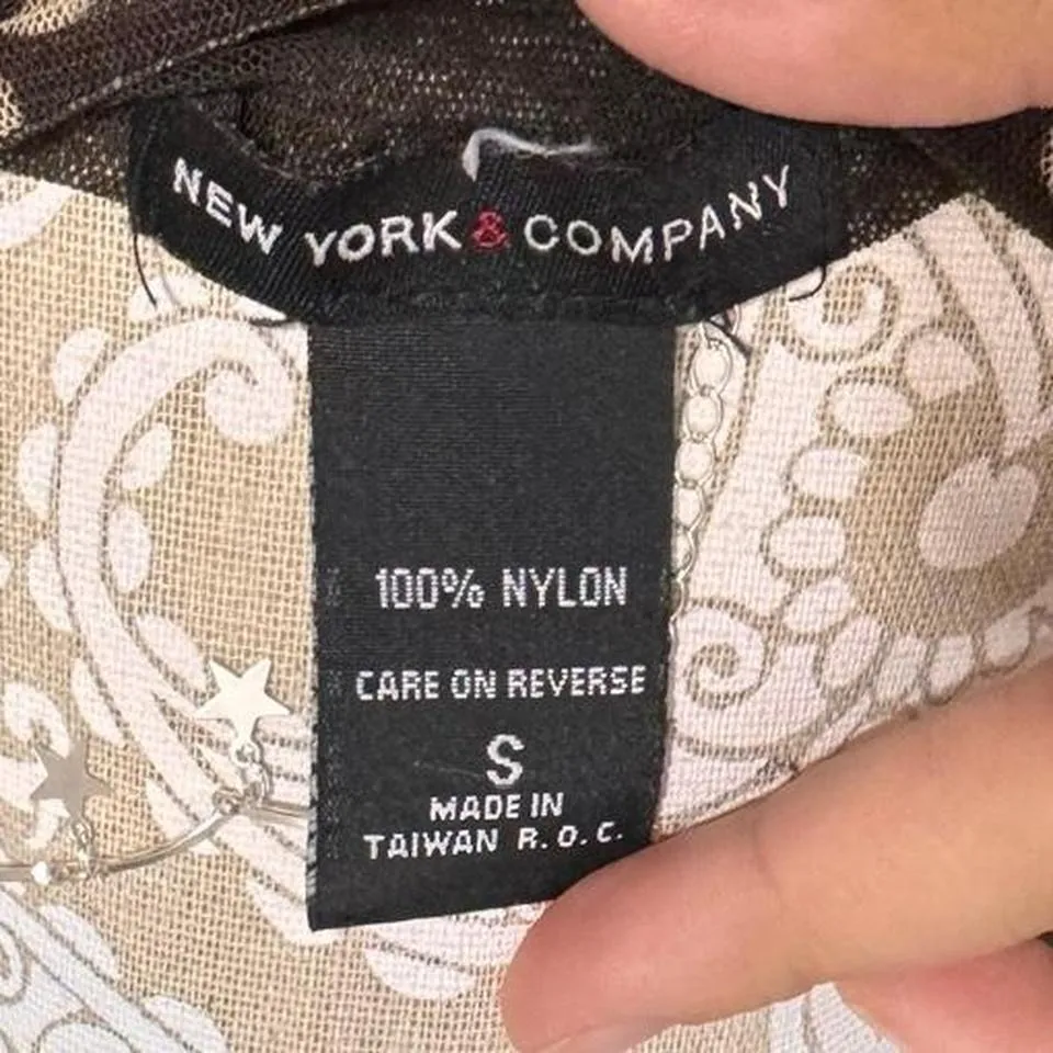 New York & Company Brown Polka Dot V - Image 6