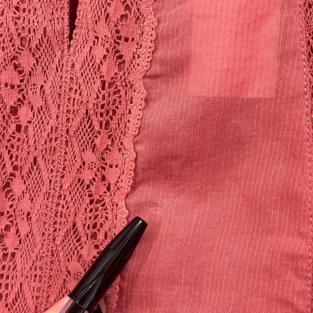 Lucky Brand Cold Shoulder Embroidered Long Sleeve Top Size Large NWT - Image 7