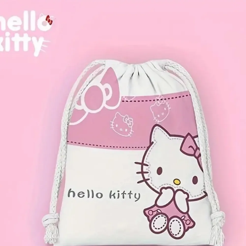 Hello Kitty Canvas Cosmetic Bag - Lightweight, Portable with Drawstring Design - Image 2