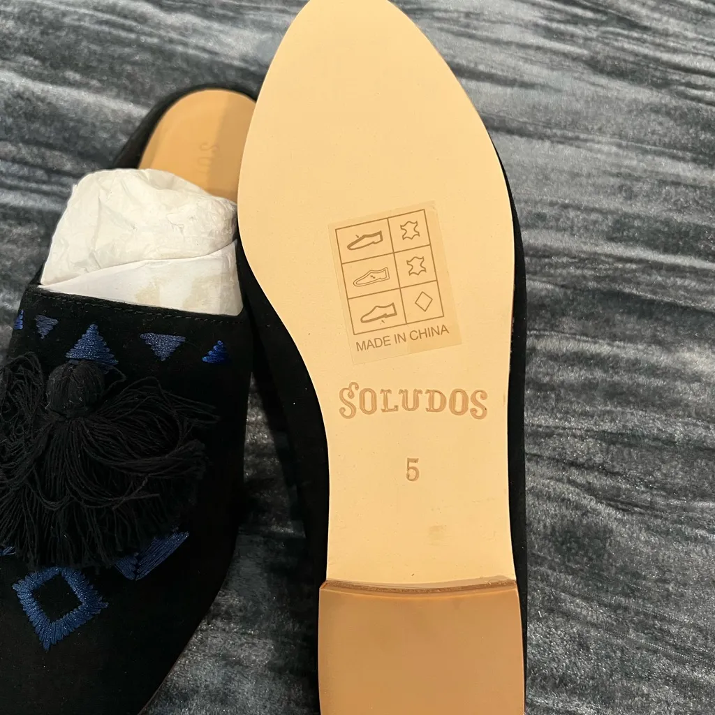 - Black and Blue Embroidered Women's Mules - Image 3