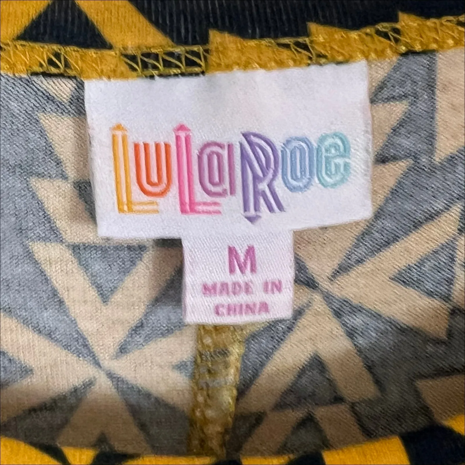Lularoe Carly High Low Swing Dress Yellow and Navy Blue Print Size Medium - Image 4