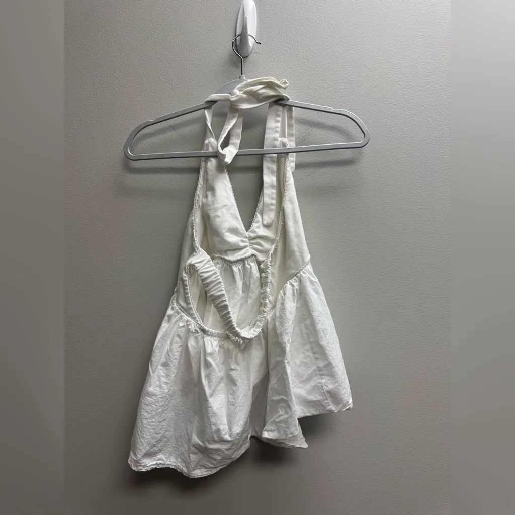 Free People White Halter Peplum Top - Image 4