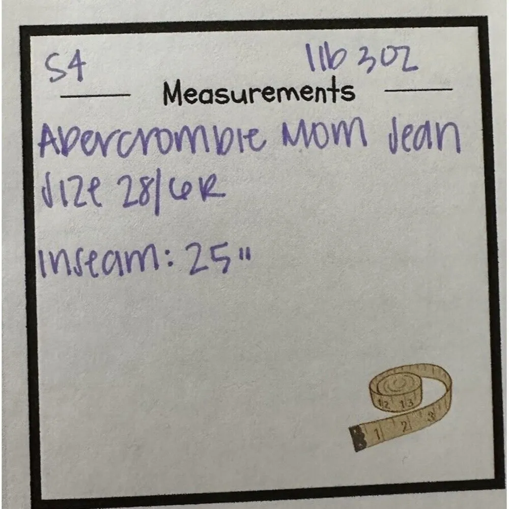Abercrombie & Fitch The Mom High Raise Jean Button Frayed Blue Jeans Size 28 - Image 6