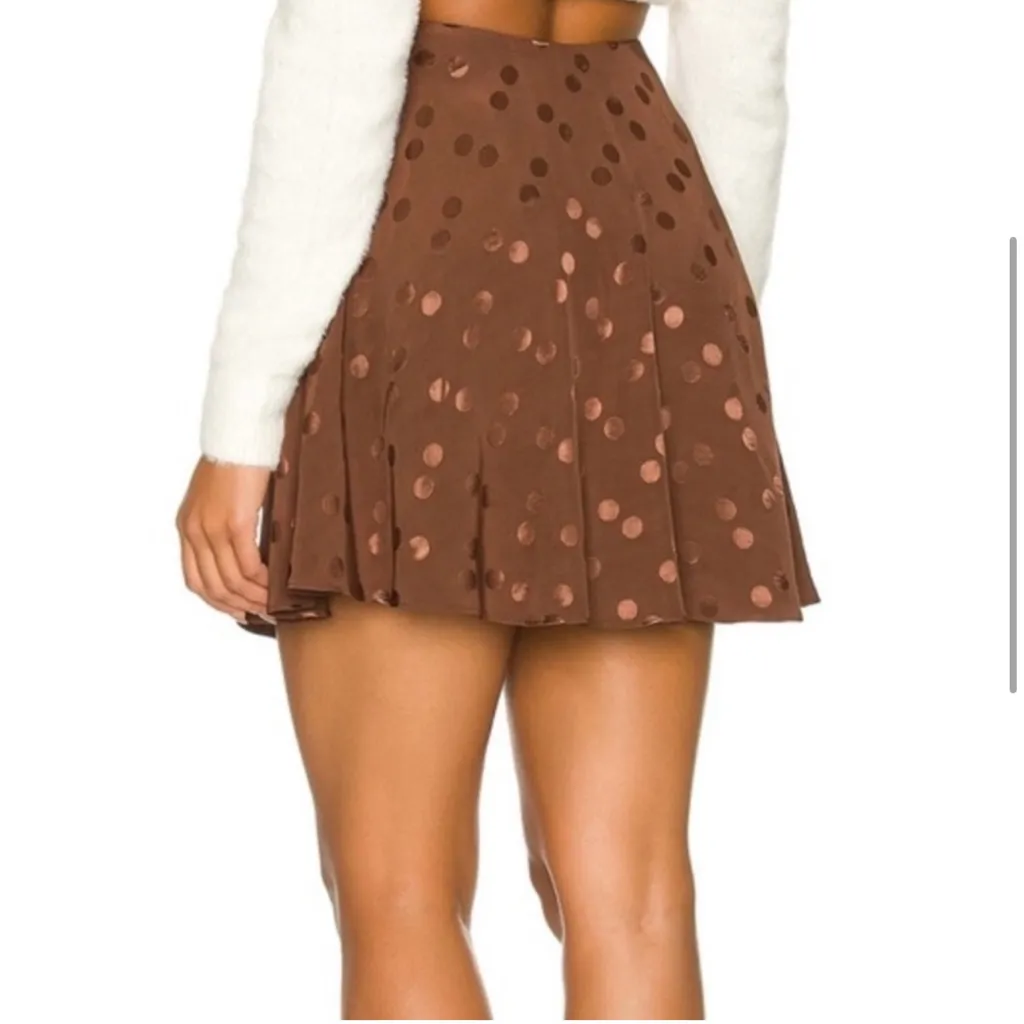 Revolve LPA Mini Skirt Polka Dot Lined Schoolgirl Brown Polka Dot Skirt $168 NWT - Image 5