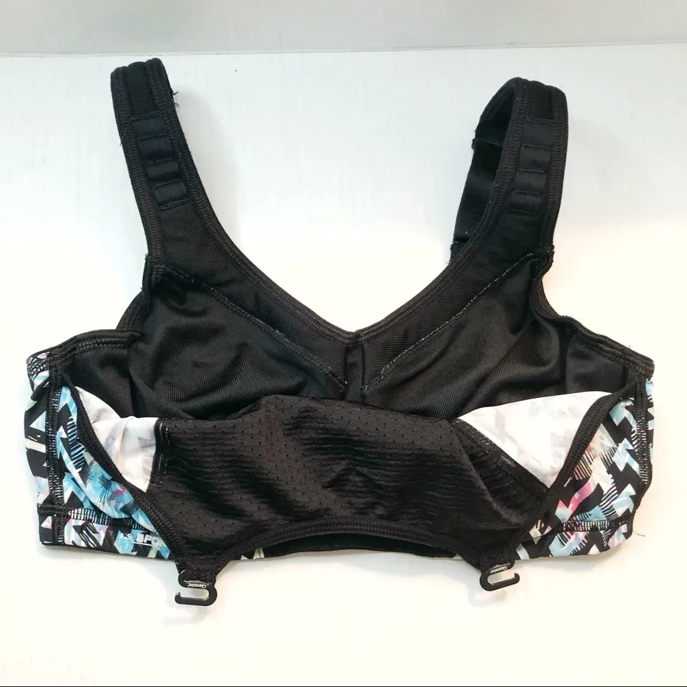 Glamorise Sports Bra Elite Performance Double Layer Black Pattern Sz 34D GUC - Image 8