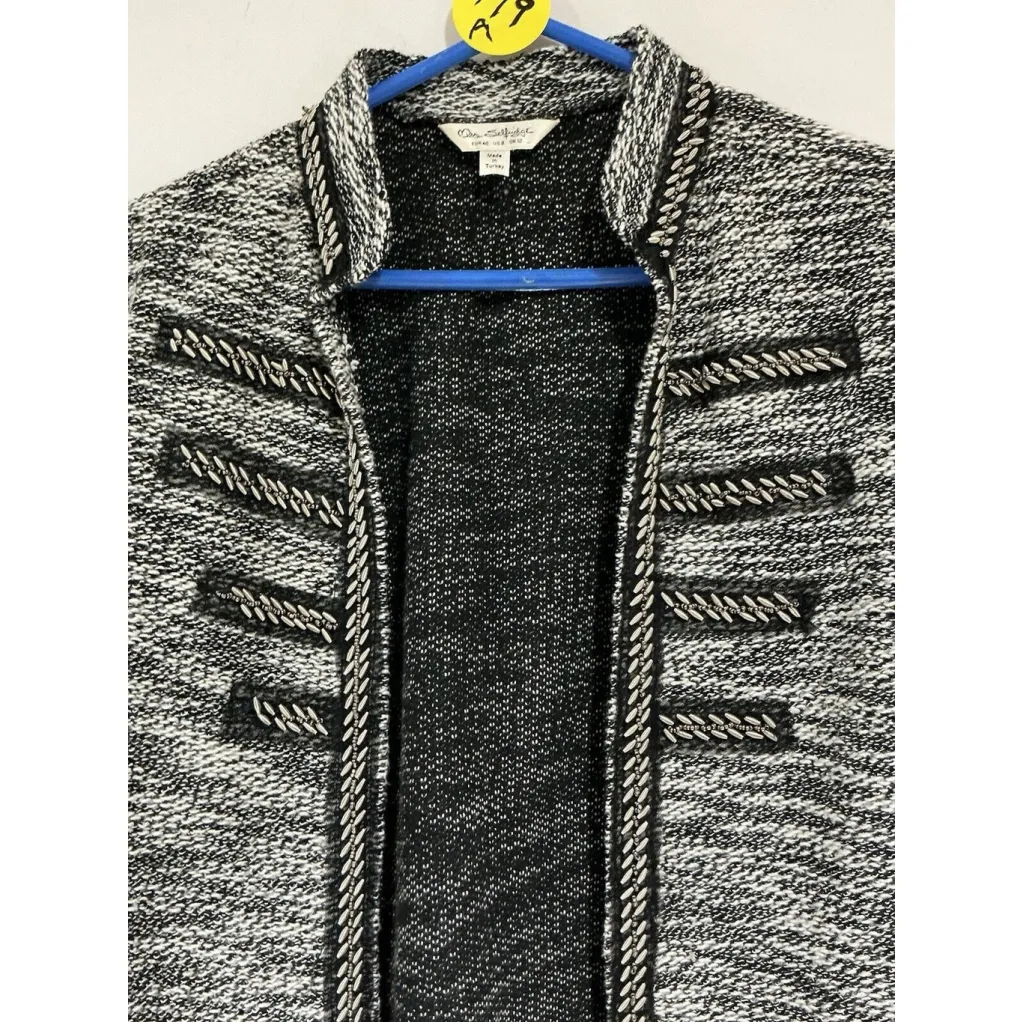 Woman’s Size 8 Black White Jacket Front Rhinestone Accents - Image 2