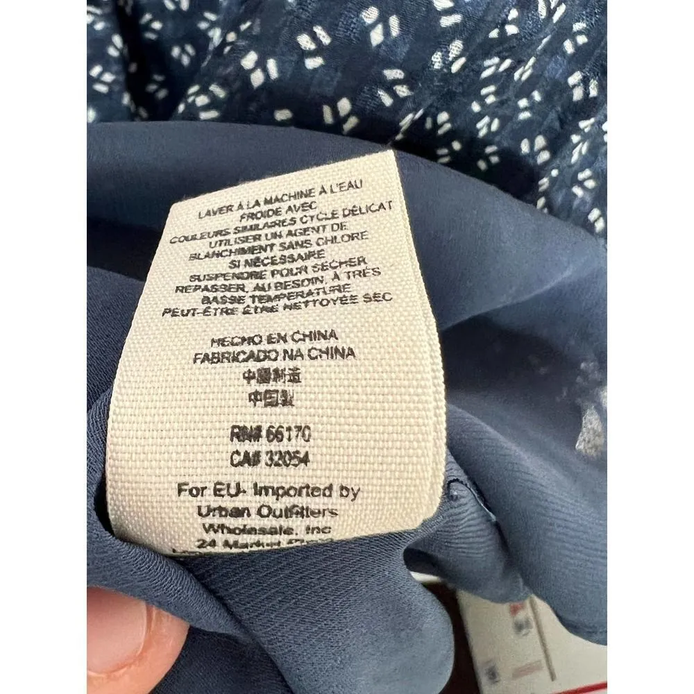 NWOT Free People Blue and White Nouveau Butterfly Polka Dot Dress Size 4 - Image 8