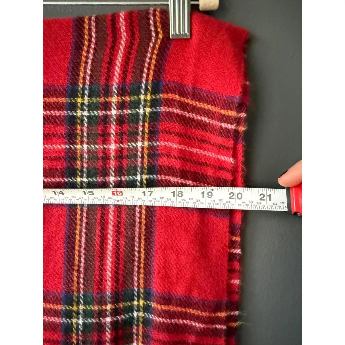 Red Plaid Women's Scarf with Fringe Detail - Image 4