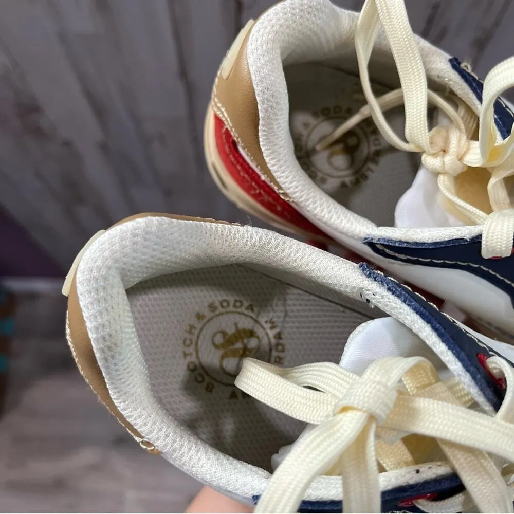 Scotch & Soda Elliot Red White Blue Leather And Suede Sneakers Womens 5 - Image 2