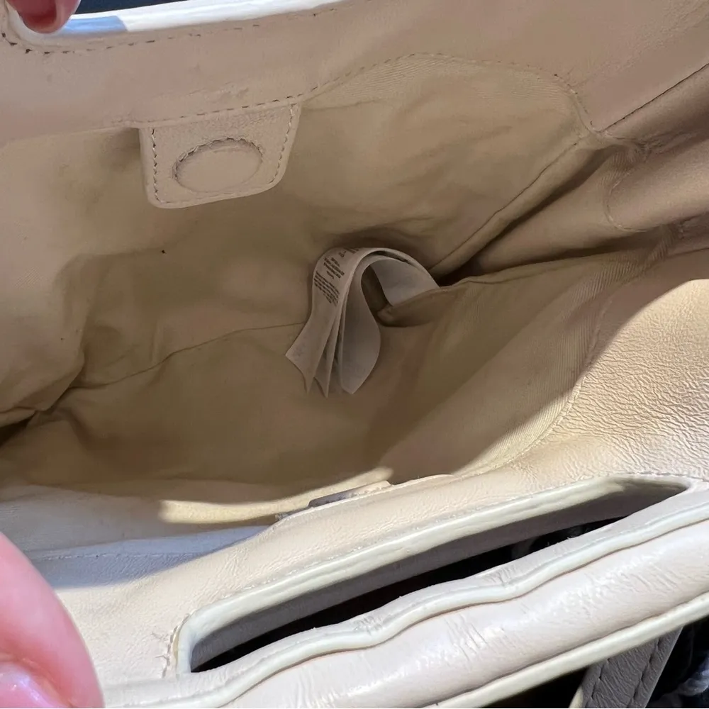 Maje M Bag in Leather and Bicolor Knit Black White Stripe Satchel NWT - Image 9