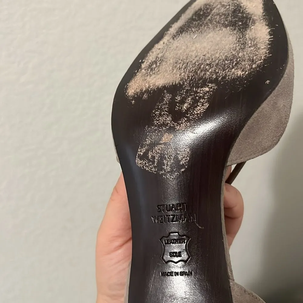 STUART WEITZMAN Gray/Beige Ankle Tie 3 Inch Heels, Size 10 - Image 10