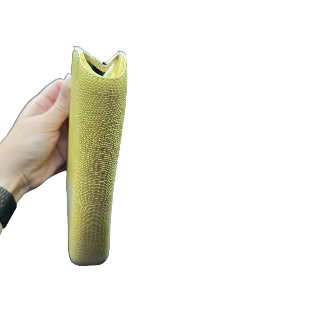 Cole Haan Embossed Snake Print Leather Kiss-lock Clutch Buttercream - Image 6