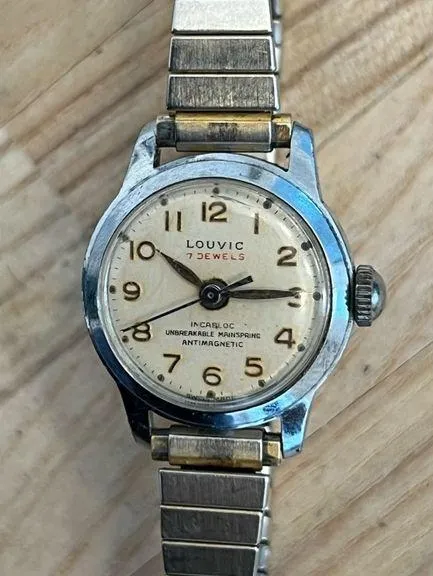 Louvic Incabloc Ladies Watch Super Rare Vintage 17 Jewels Stainless Stretch Band - Image 1