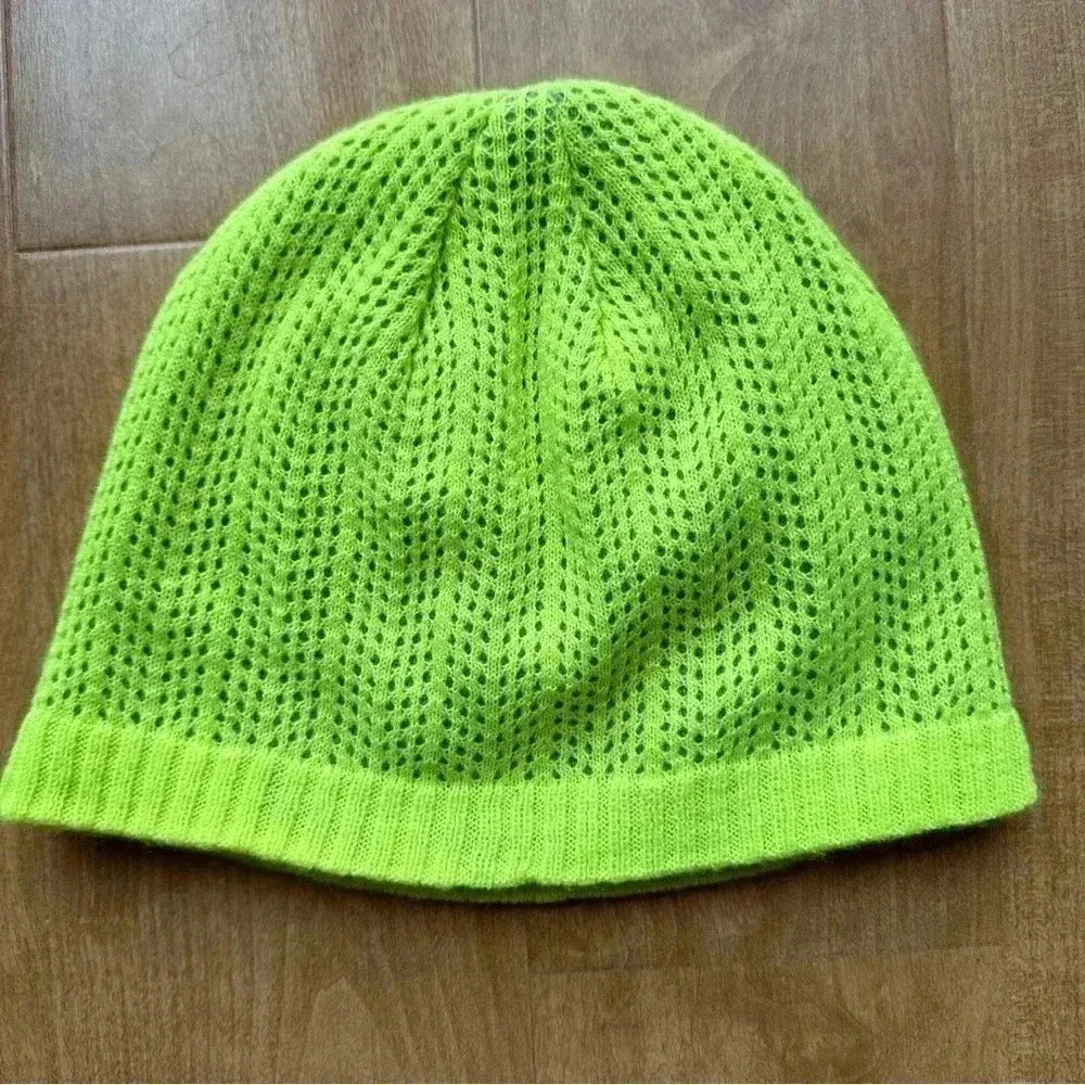 Champion Neon Green Crochet Outdoor Running Athleisure Beanie, OS - Image 2