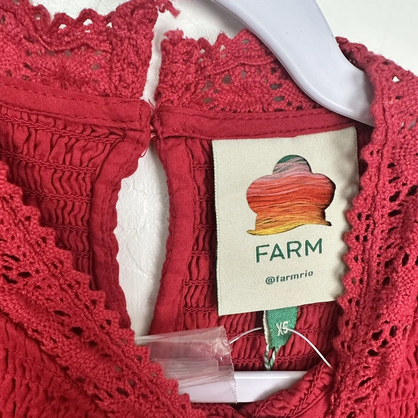 Farm Rio Women's Red 3D Heart Red Blouse Long Sleeve Smocked Size XS - Image 7